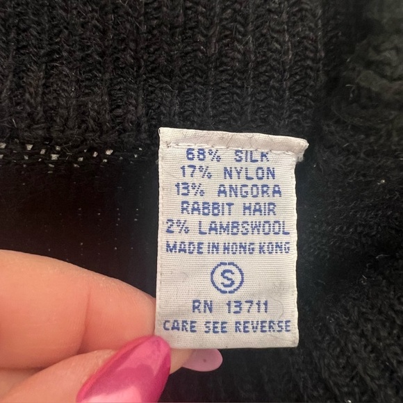 Bravo Vintage whimsigoth Silk and Angora Black Sweater Iridescent Sequins S #16 - Picture 5 of 7